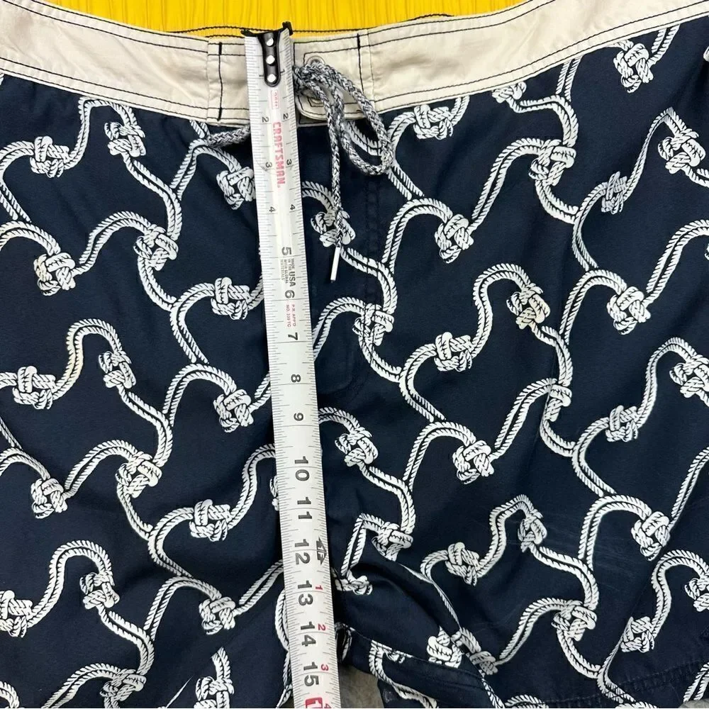 Nautica Swim Trunks Mens 40 Blue White Nautical‎ Rope Mesh Lined Shorts